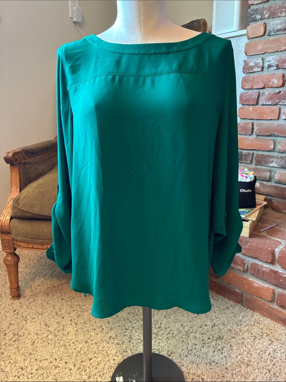 LOFT Emerald Green Boatneck Blouse